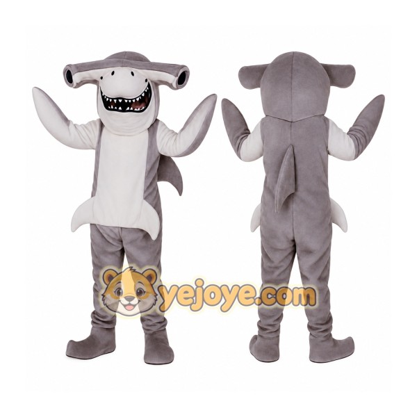 Gray White Hammerhead Shark Mascot Costume