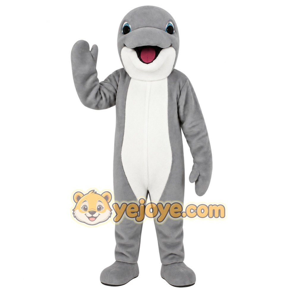 Gray White Dolphin Mascot Costume Gray White Dolphin Mascot Costume