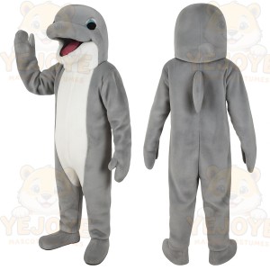 Gray White Dolphin Mascot Costume