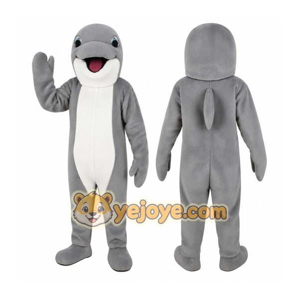 Gray White Dolphin Mascot Costume