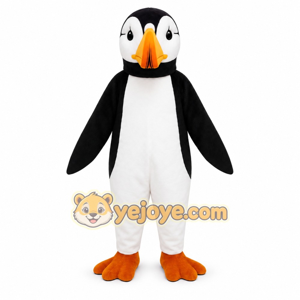 Black White Orange Puffin Mascot Costume Black White Orange Puffin Mascot Costume