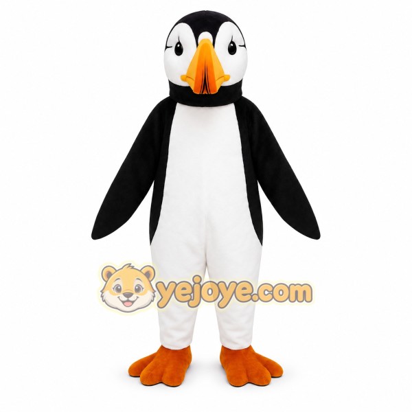 Black White Orange Puffin Mascot Costume
