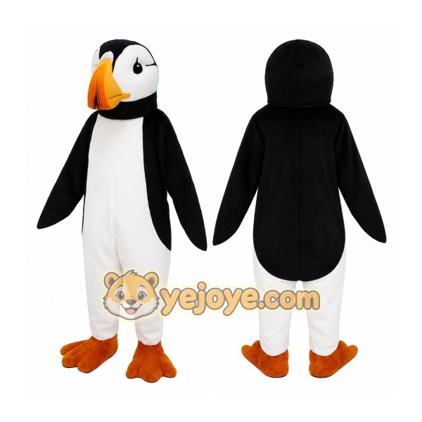 Black White Orange Puffin Mascot Costume
