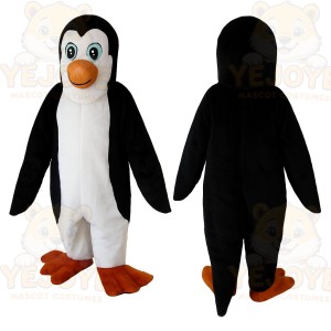 Black White Orange Penguin Mascot Costume