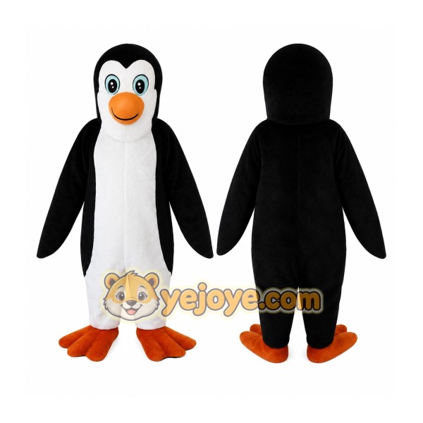 Black White Orange Penguin Mascot Costume