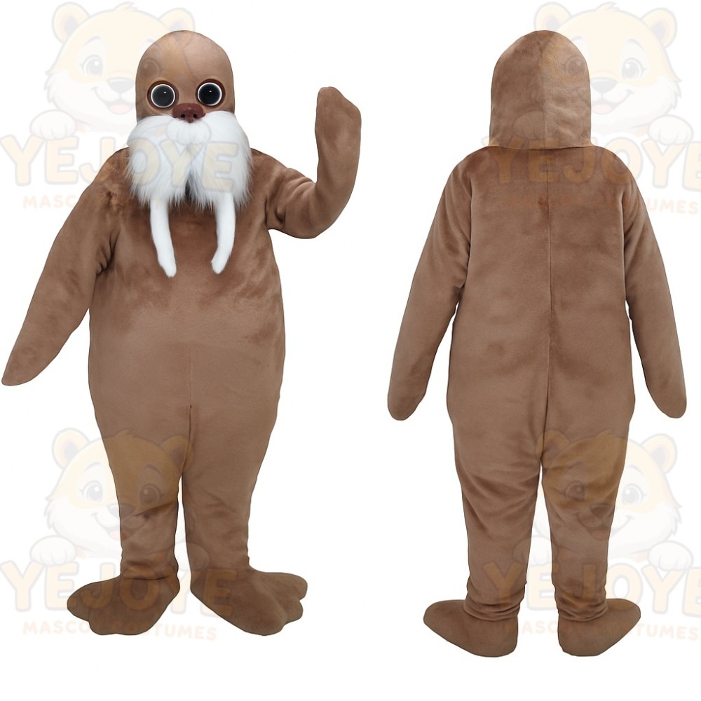Brown Walrus With White Tusks Mascot Costume