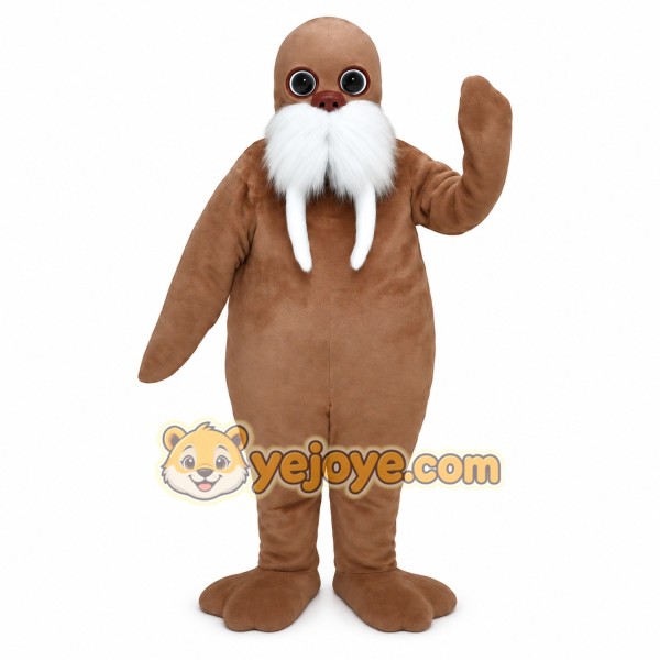 Brown Walrus With White Tusks Mascot Costume