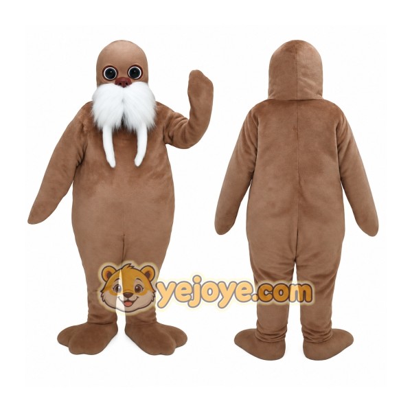 Brown Walrus With White Tusks Mascot Costume