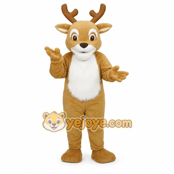 Light Brown White Reindeer Mascot Costume