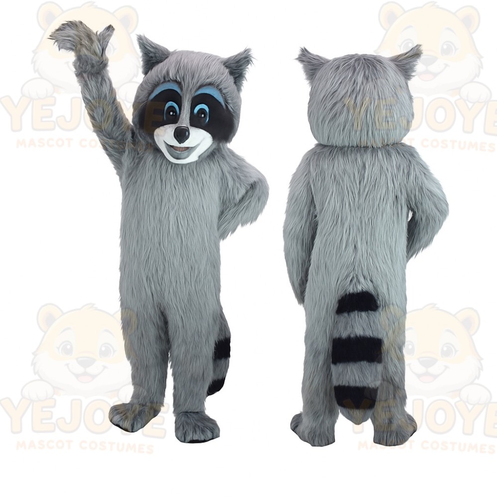 Gray Black White Raccoon Mascot Costume
