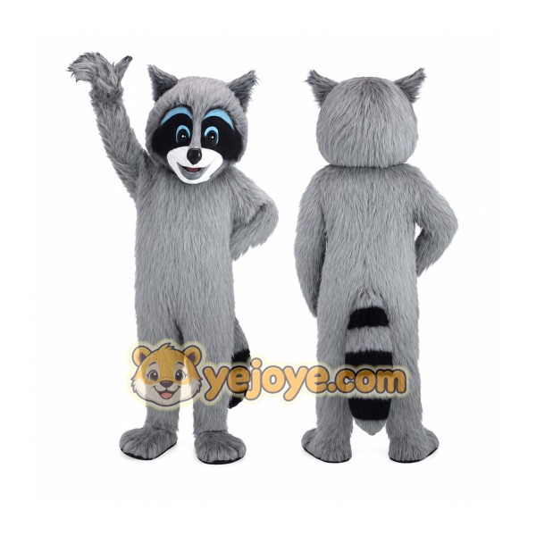 Gray Black White Raccoon Mascot Costume