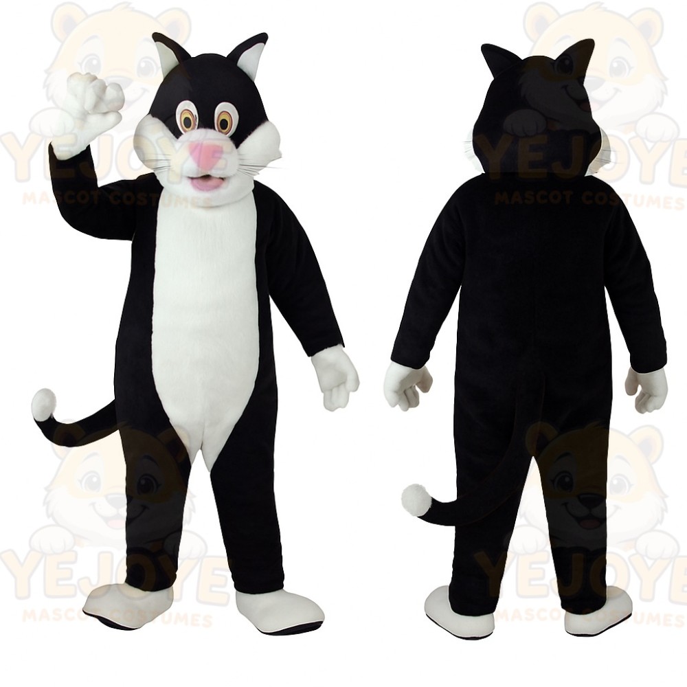 Black White Tuxedo Cat Mascot Costume