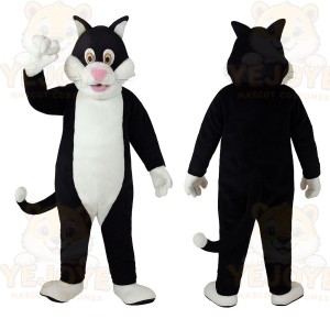 Black White Tuxedo Cat Mascot Costume