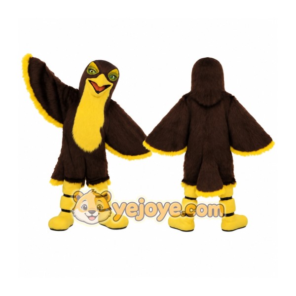 Brown Yellow Eagle Mascot Costume