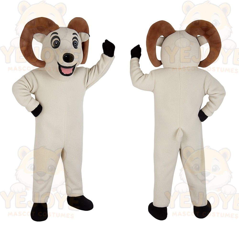 Cream Brown Ram Mascot Costume