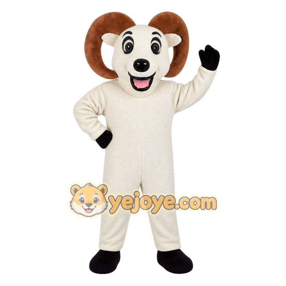 Cream Brown Ram Mascot Costume