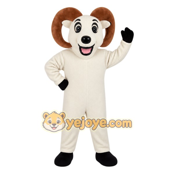Cream Brown Ram Mascot Costume Cream Brown Ram Mascot Costume
