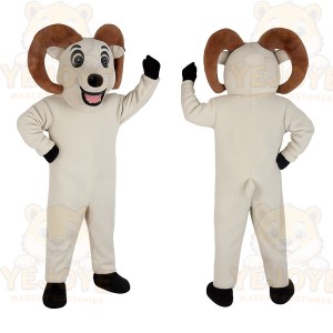 Cream Brown Ram Mascot Costume