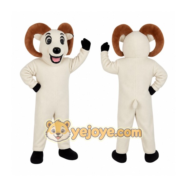 Cream Brown Ram Mascot Costume