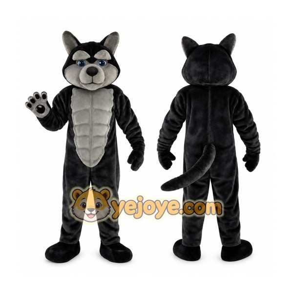 Black And Gray Husky Dog Mascot Costume