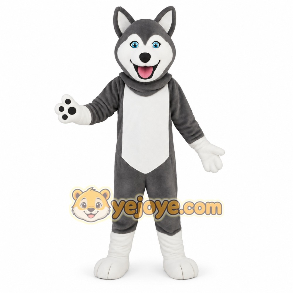 Gray And White Husky Dog Mascot Costume