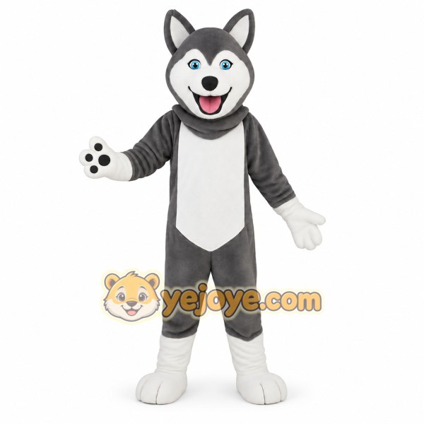 Gray And White Husky Dog Mascot Costume