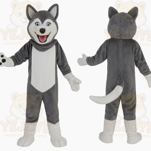 Gray And White Husky Dog Mascot Costume