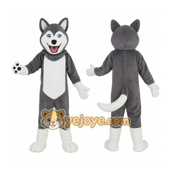 Gray And White Husky Dog Mascot Costume