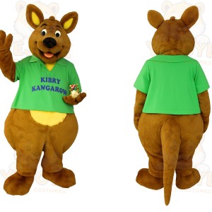 Brown Green Yellow Kangaroo Mascot Costume