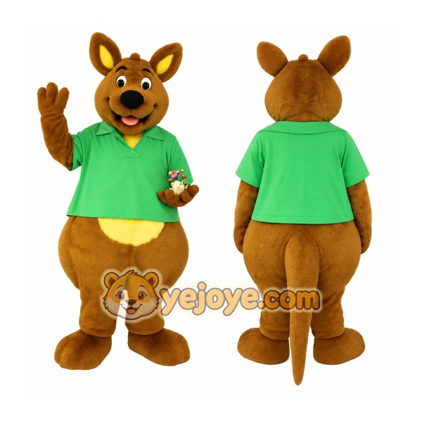 Brown Green Yellow Kangaroo Mascot Costume