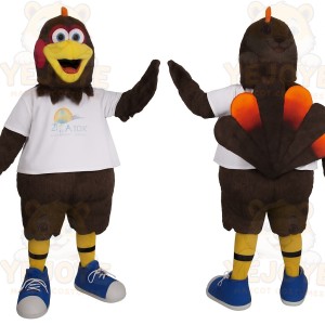 Brown Yellow White Turkey Mascot Costume
