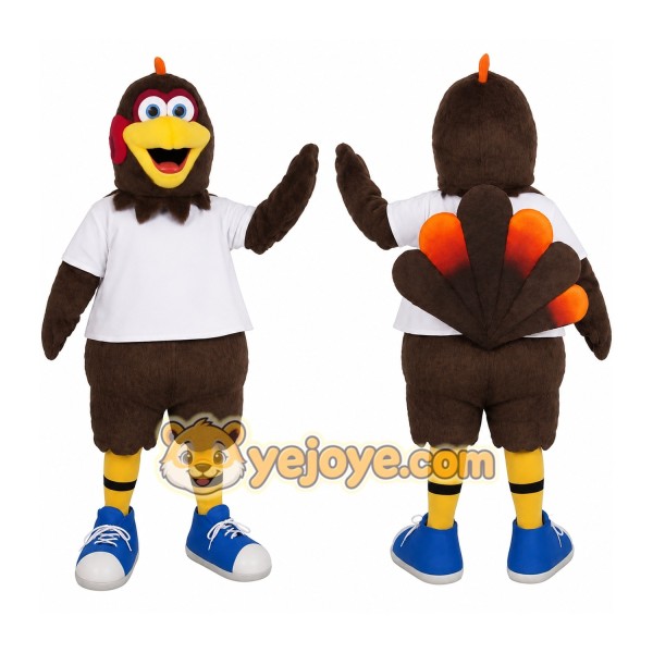 Brown Yellow White Turkey Mascot Costume