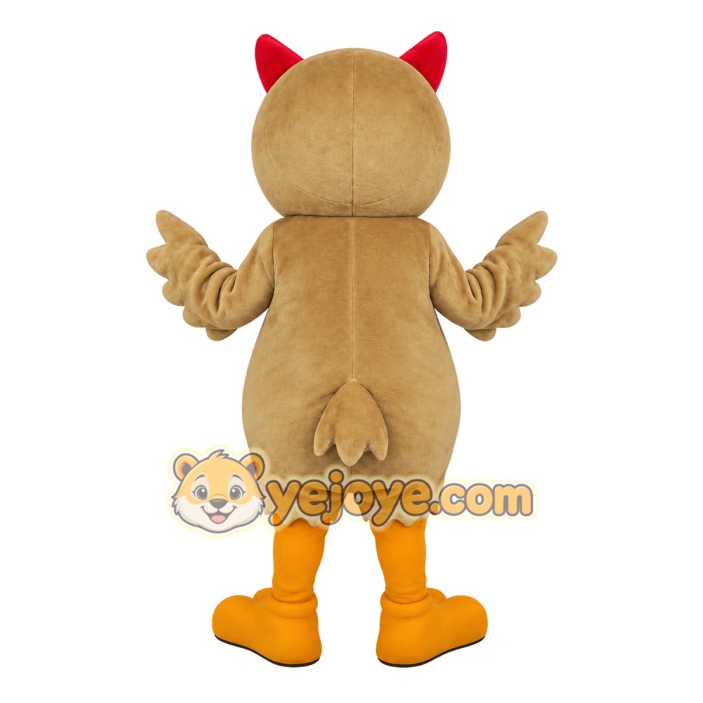 Tan White Red Owl Mascot Costume