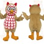 Tan White Red Owl Mascot Costume