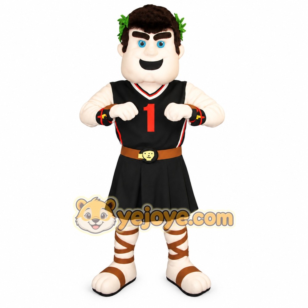 Black White Greek Warrior Mascot Costume