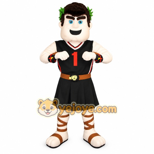 Black White Greek Warrior Mascot Costume