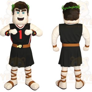 Black White Greek Warrior Mascot Costume