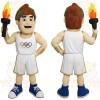 White Gold Blue Athlete Mascot Costume