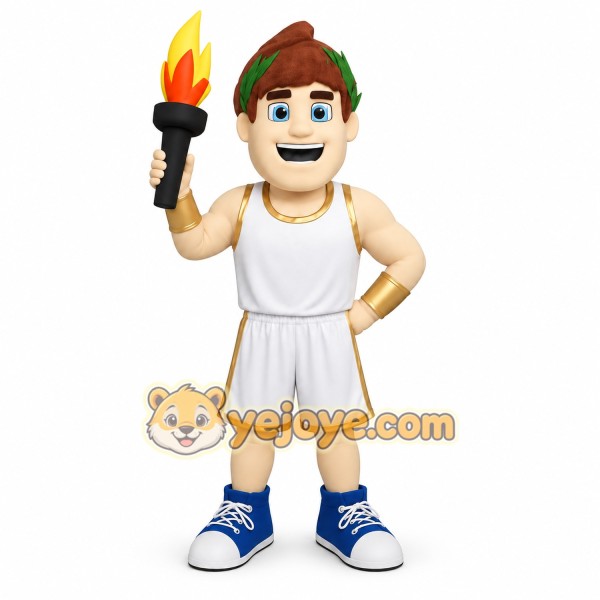 White Gold Blue Athlete Mascot Costume