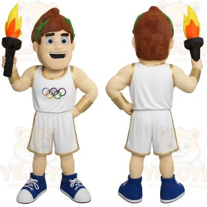 White Gold Blue Athlete Mascot Costume