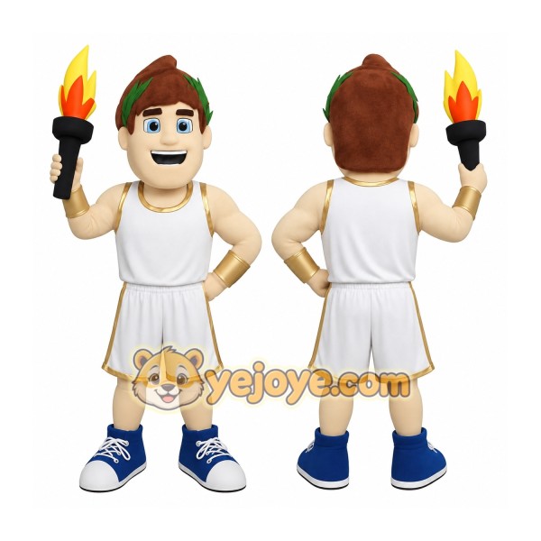 White Gold Blue Athlete Mascot Costume