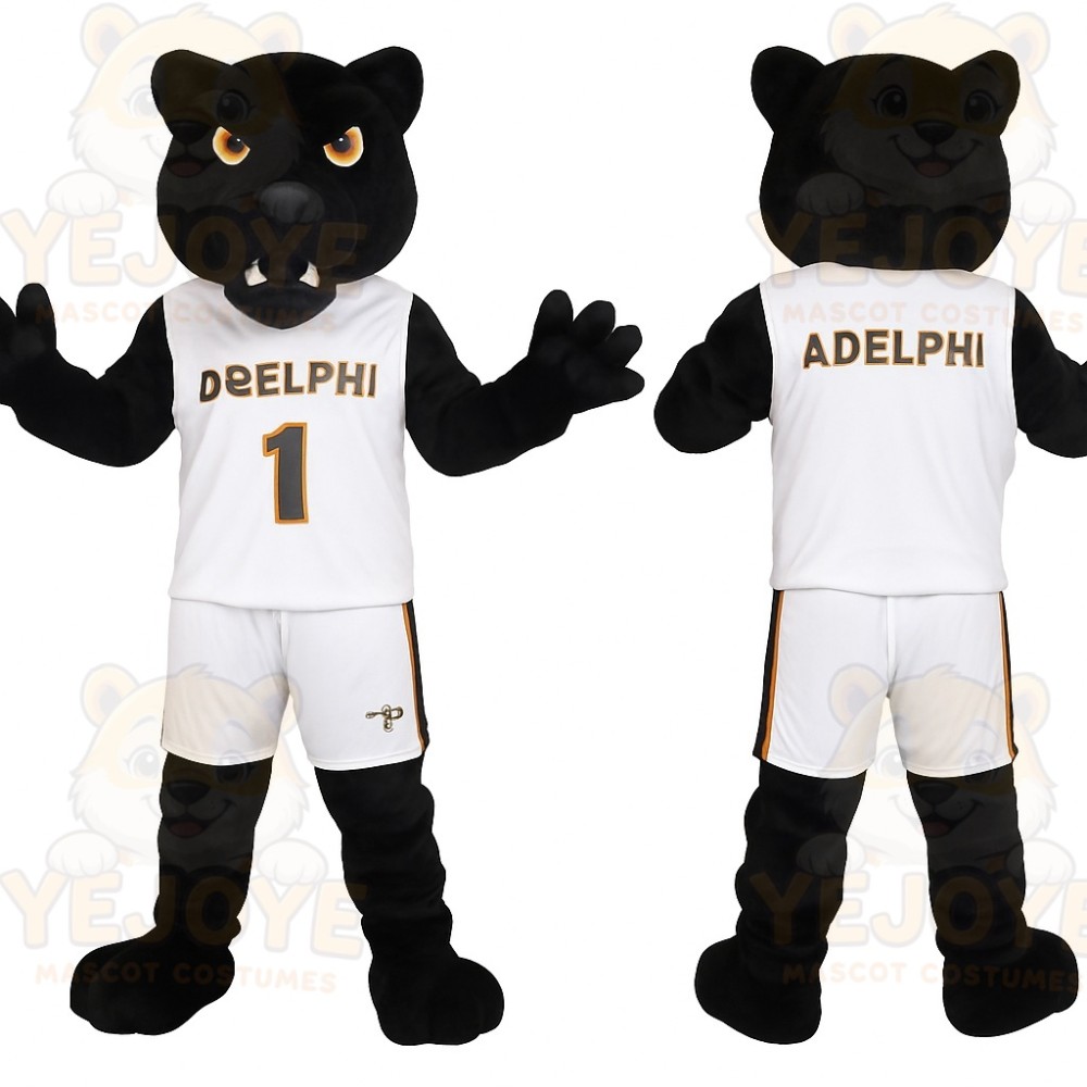 Black White Basketball Panther Mascot Costume