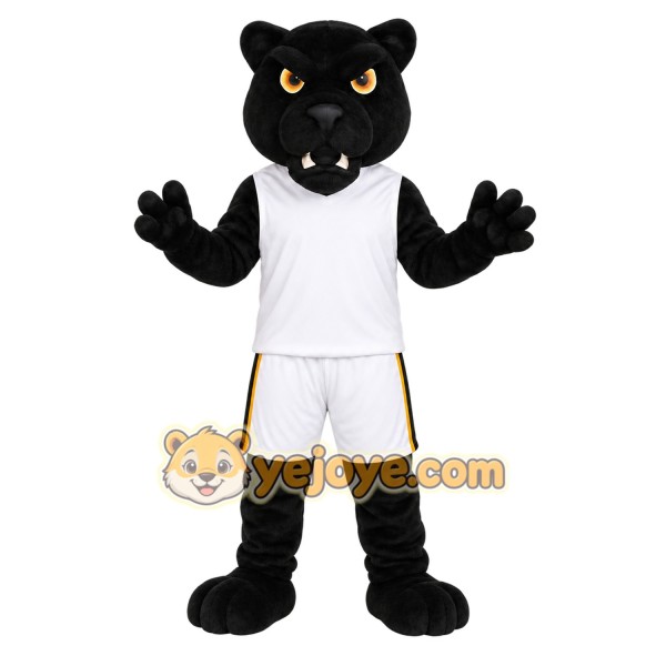 Black White Basketball Panther Mascot Costume
