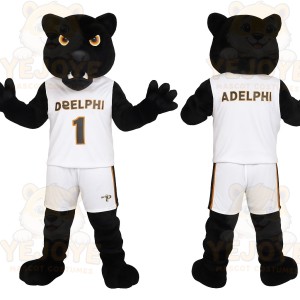 Black White Basketball Panther Mascot Costume