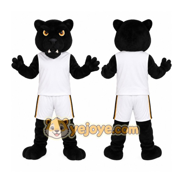 Black White Basketball Panther Mascot Costume