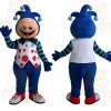 Blue White Red Jester Clown Mascot Costume