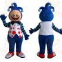 Blue White Red Jester Clown Mascot Costume