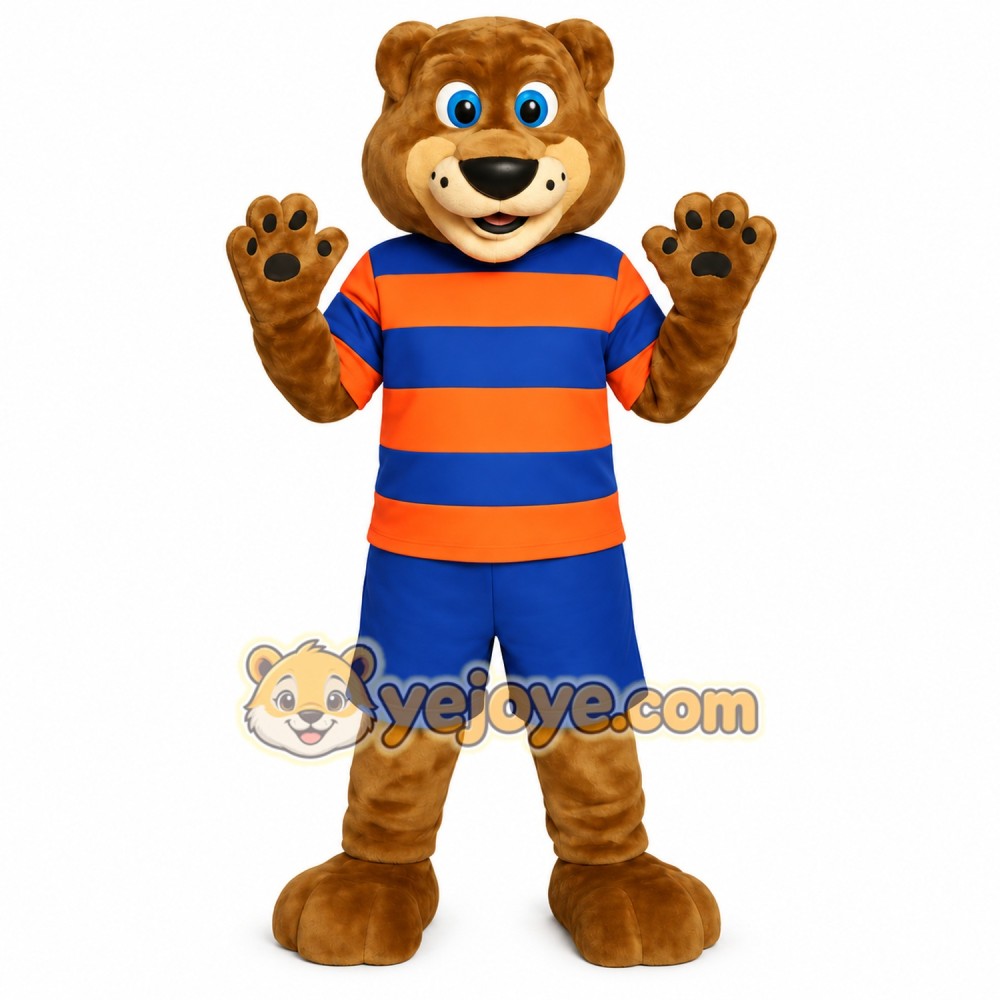 Brown Blue Orange Bear Mascot Costume Brown Blue Orange Bear Mascot Costume