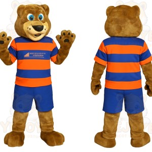 Brown Blue Orange Bear Mascot Costume