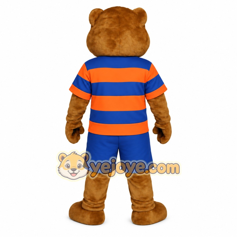 Brown Blue Orange Bear Mascot Costume Brown Blue Orange Bear Mascot Costume